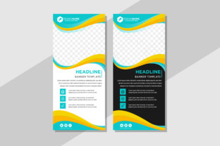 Blue Yellow Wave Vertical Banner Black