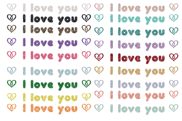 I Love You Glitter Clip Art Graphic: A Sparkling Addition to Your Creative Projects
