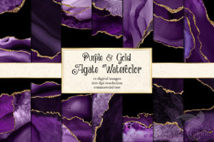 Purple and Gold Agate Watercolor: A Unique Digital Asset for Creative Professionals