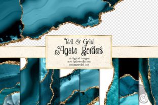 Teal and Gold Agate Borders: A Fusion of Nature and Digital Design