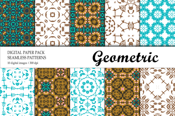 Wallpaper Design Green Red Green Gold and Geometric Tiles Digital Paper